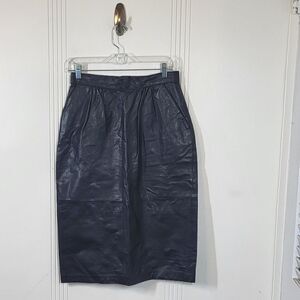 Avanti Black Leather Skirt